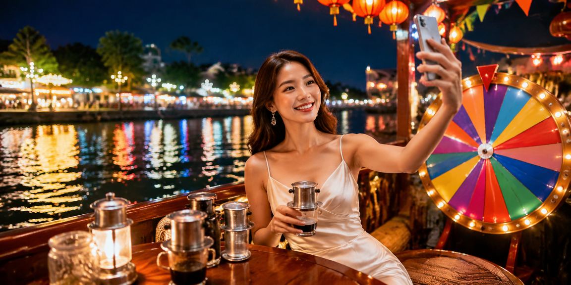 Bàn roulette sôi động trong không gian cà phê Hà Nội phong cách casino